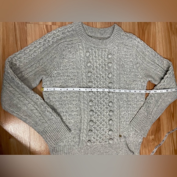 J.CREW POPCORN CABLE KNIT SWEATER GRAY XS est. CHUNKY COZY WINTER LAYERING TOP - Picture 6 of 10